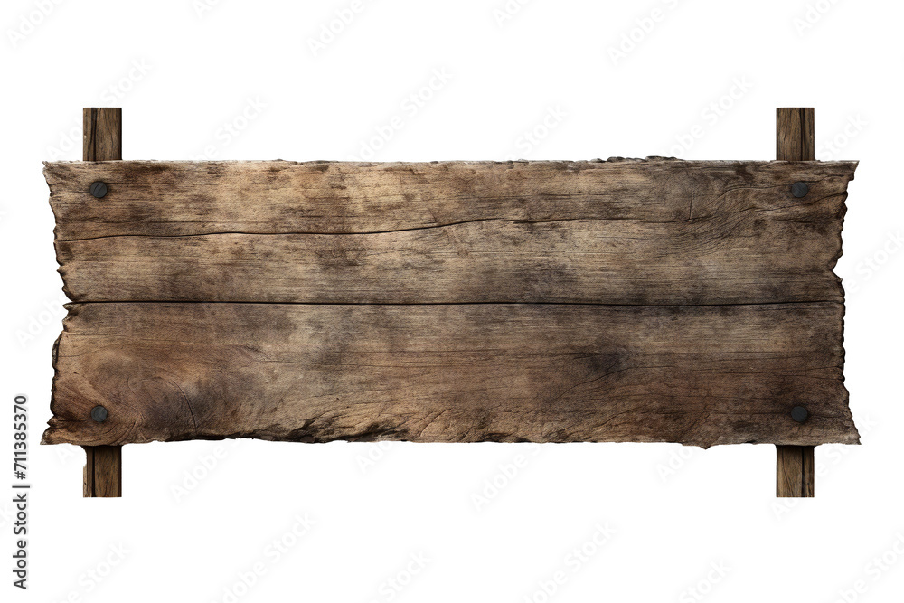 Empty rotten wood banner sign on transparent background Generative Ai