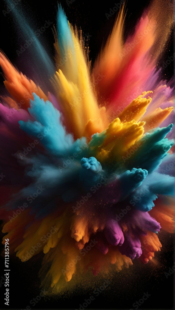Fototapeta premium organic lines abstract wallpaper background design Sky Clouds Mobile Wallpaper Layout Purple and yellow soap bubbles in paint create abstract design suitable for a colorful background generative ai