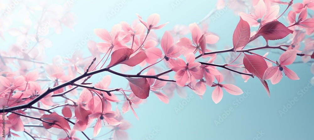 Serene and tranquil spring nature background with vibrant pastel colors in full bloom