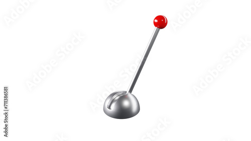 Lever with red handle isolated on transparent and white background. Lever concept. 3D render