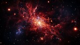 Cosmic Explosion with Vibrant Reds and Blues in Space