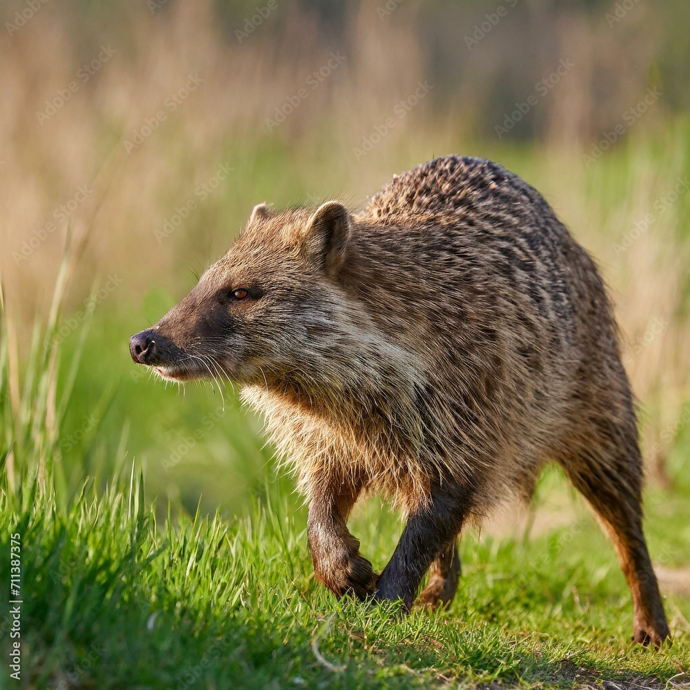 Dangerous animal in natural grassland habitat. Wildlife scene 