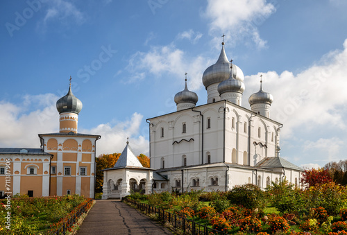 Obraz na płótnie Khutyn Monastery of Saviour's Transfiguration and of St. Varlaam. Veliky Novgorod, Russia. w salonie