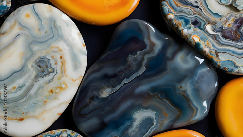 blue and gold luxury semiprecious agate stones