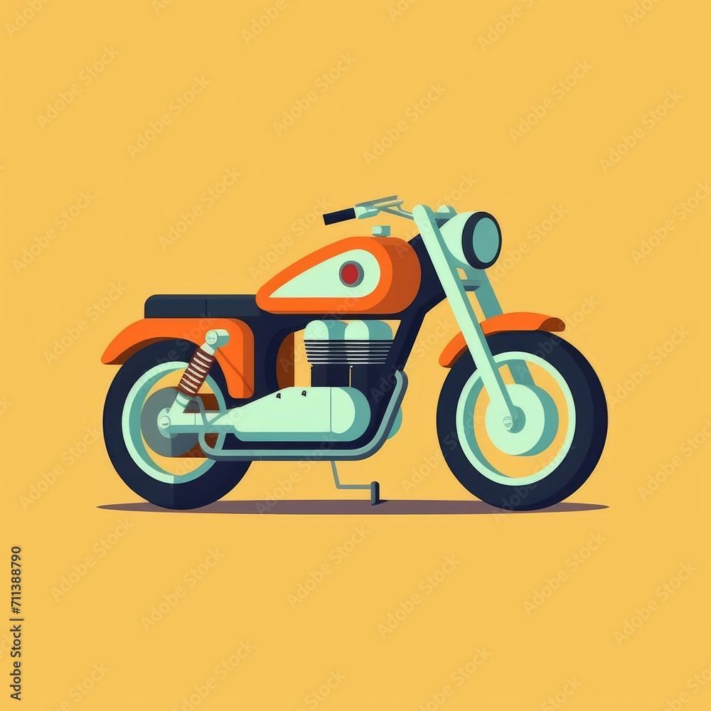 Illustration of a motorbike. Simple vector art of a motorcycle side view. Cartoon drawing of a motor bike. AI generated. Yellow background. Illustration of a motorbike. Simple vector art of a motorcycle side view. Cartoon drawing of a motor bike. AI generated. Yellow background.