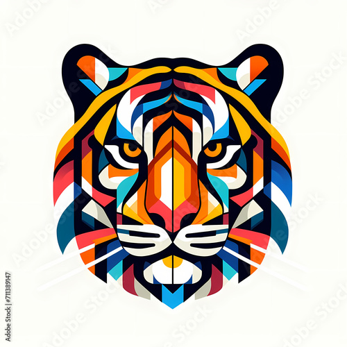 Low poly geometric pattern tiger face on isolated background, origami. Tiger face illustration perfect for t shirt, wallpaper, wall decoration, cover, social media.