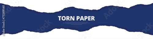 Torn paper ripped blue color edges, empty, blank, sheets web long banner design vector illustration