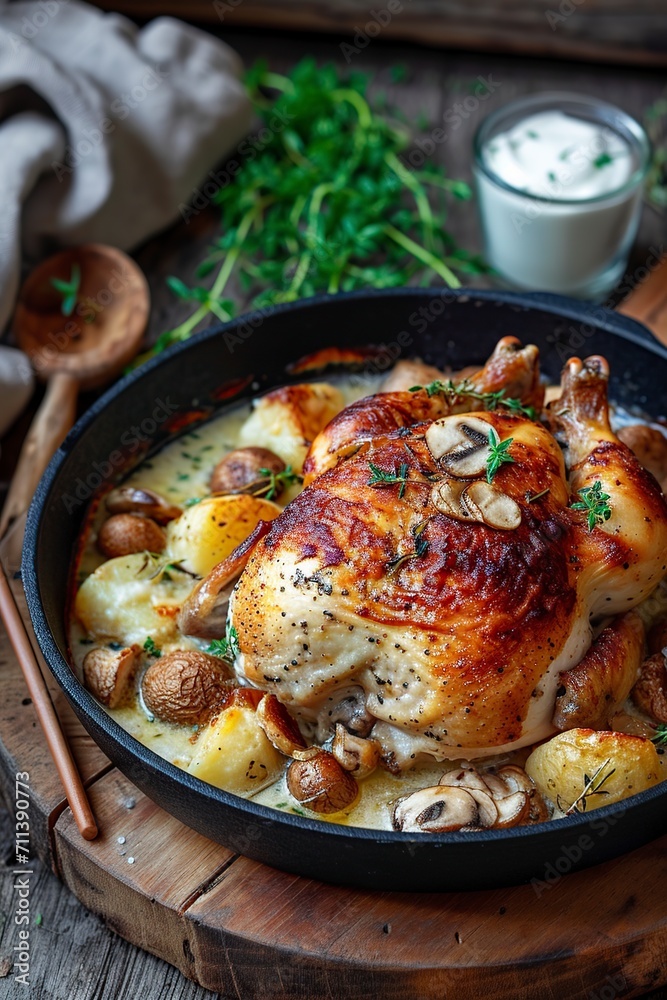 delicious crispy chicken with mushrooms and cheese delicious crispy chicken with mushrooms and cheese