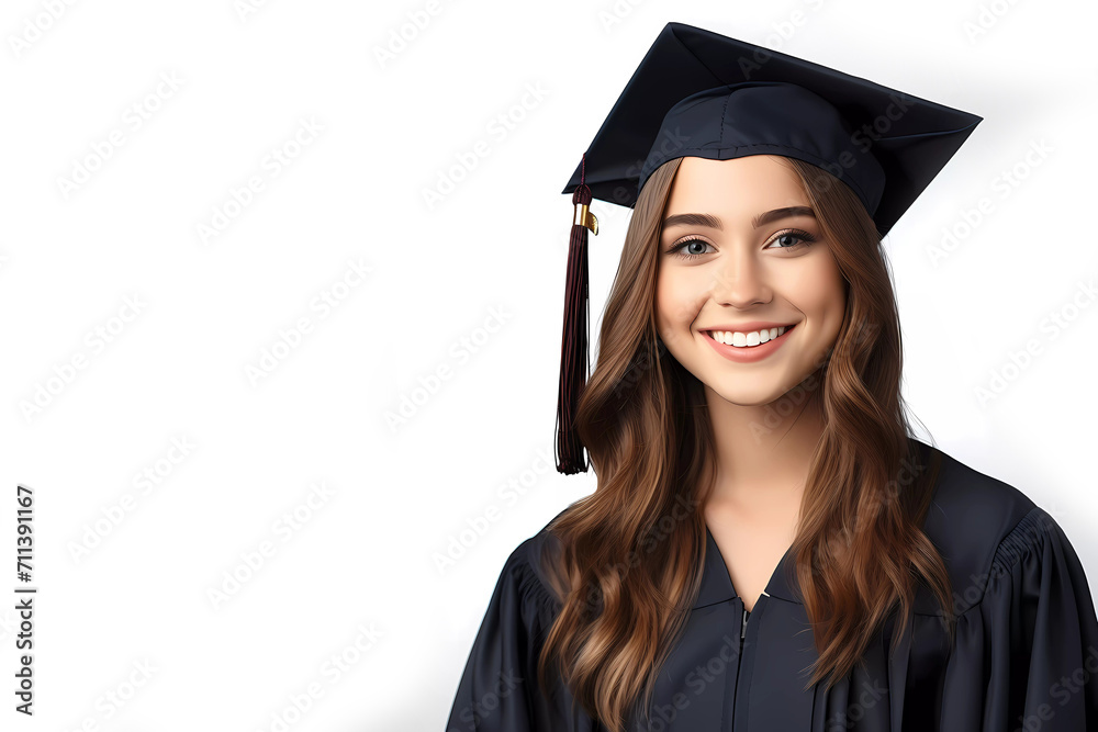 Happy young age woman graduation student. Generative ai design. Happy young age woman graduation student. Generative ai design.