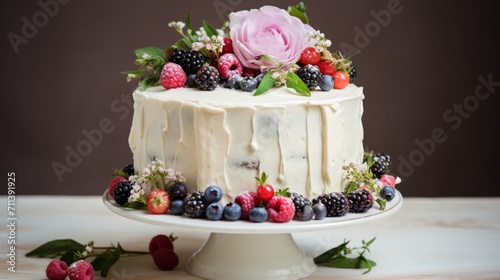 Light Buttercream Wedding cake with berries
