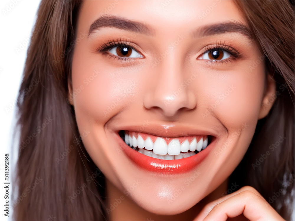 Close-up portrait of a beautiful young woman with white teeth. Close-up portrait of a beautiful young woman with white teeth.