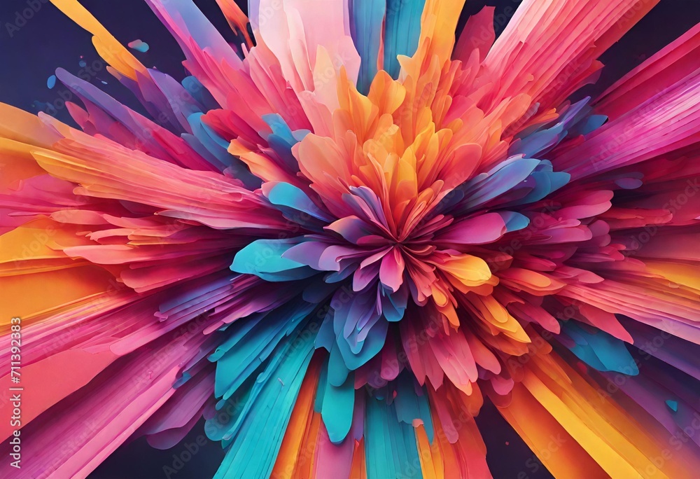 Vibrant Abstract Art with Fluid Colorful Waves and splash