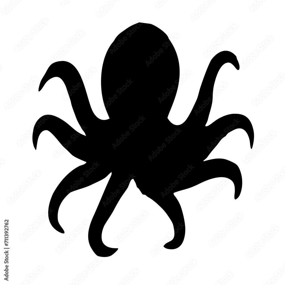 black octopus silhouette swimming in the sea black octopus silhouette swimming in the sea