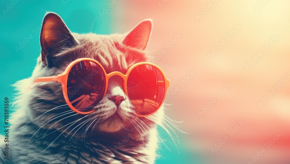 a cute cat wearing sunglasses in the style of a hero 