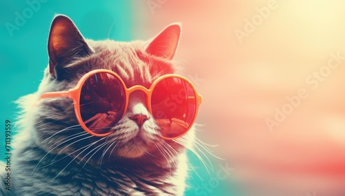 a cute cat wearing sunglasses in the style of a hero  © usman