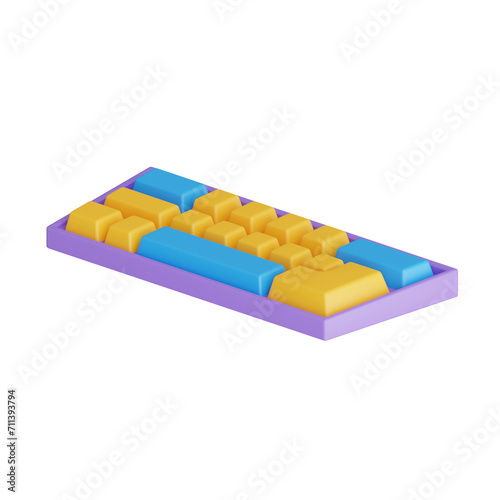 3D Keyboard Model Evolution of Typing Technology. 3d illustration  3d element  3d rendering. 3d visualization isolated on a transparent background