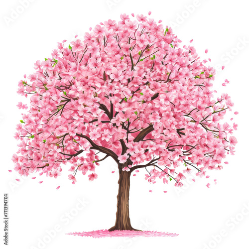 illustration of a Cherry blossom spring tree icon on a transparent background