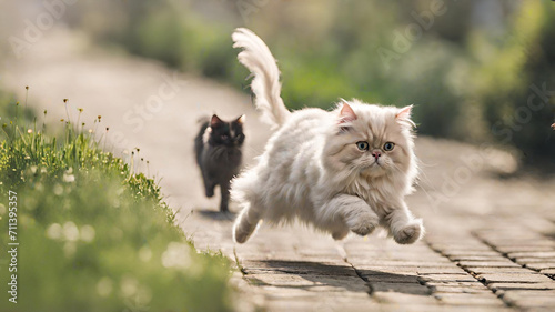 Persian cat running away generative ai