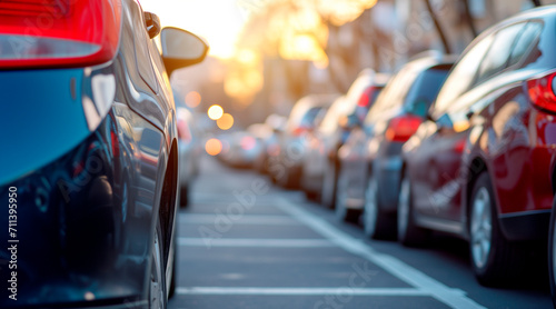 Wallpaper Mural Car parked at outdoor parking lot. Used car for sale and rental service. Car insurance background. Automobile parking area.  Torontodigital.ca