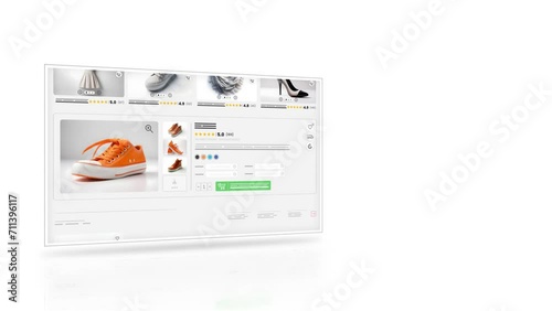 Women's clothing website animation. E-commerce and shopping products. Sales show of costume