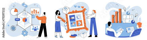 Business manage. Vector illustration. The concept business management encompasses planning and decision-making Enterprises seek leaders who can inspire and motivate their teams Leading with integrity