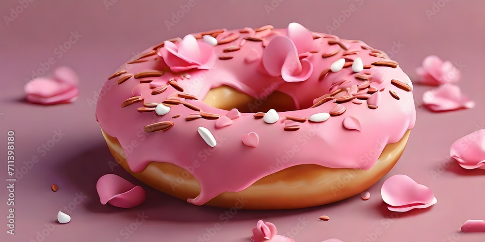 donut with pink icing donut with pink icing