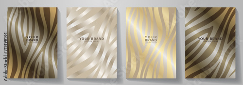 Elegant set vector abstract wildlife background. Modern luxury safari background. Premium fashionable template for cover design, invitation, poster, flyer, luxe invite, wedding card, brochure, booklet