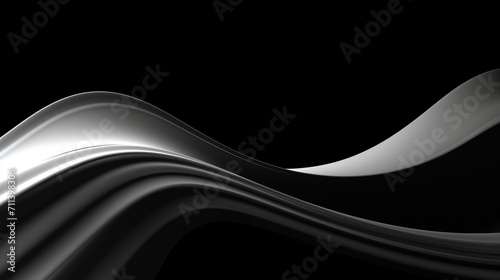 Néon effet flou, vague en mouvement, noir et gris sur fond noir. Pour conception et création graphique, bannière.