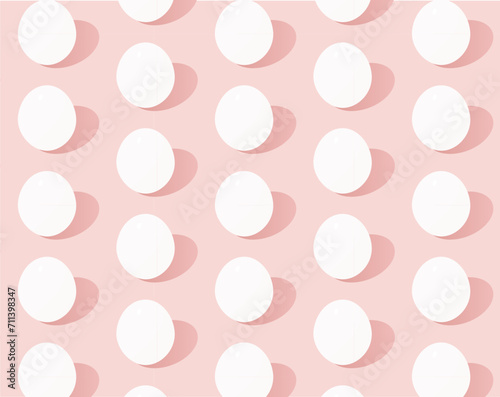 Easter eggs pattern. White eggs on pink background. 