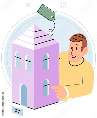 House for sale. Vector illustration Renting and investing in house involved calculating return on investment and potential rental income The mortgage loprocess required complete financial disclosure