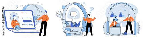 Customer care. Vector illustration. Providing efficient assistance is essential for delivering excellent customer care The customer care metaphor emphasizes nurturing and support customers Support