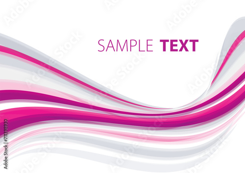 Pink wave on white abstract background. Vector