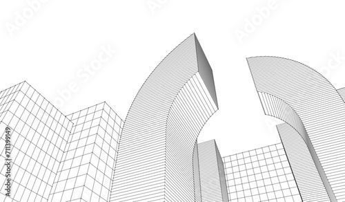 abstract architecture city 3d rendering