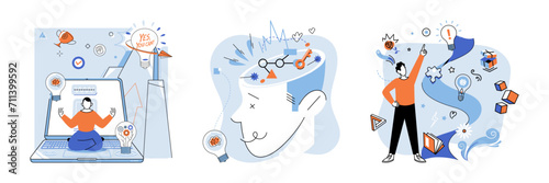 Idea generation vector illustration. Development thrives when idea generation becomes cornerstone creative process Education is nurturing soil where seeds idea generation blossom into achievement