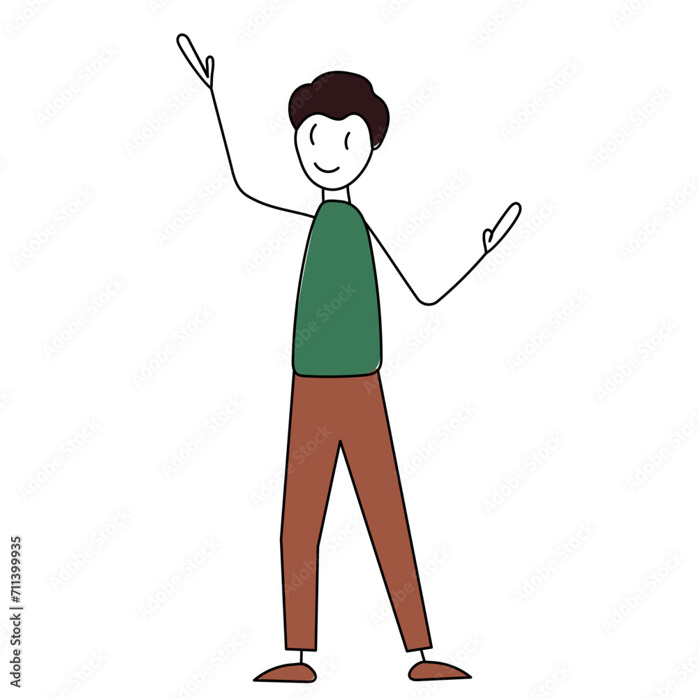 man rejoices, simple figurine on white background vector man rejoices, simple figurine on white background vector