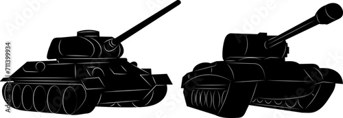 silhouette tanks on a white background vector