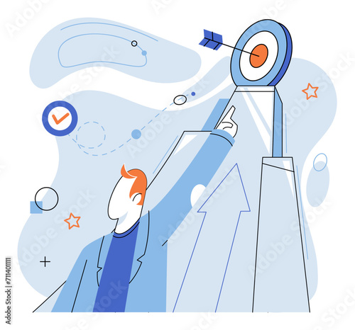 Business objectives. Vector illustration. Business targets drive performance and provide direction Business finance and industry trends influence strategic decisions Marketing plays vital role