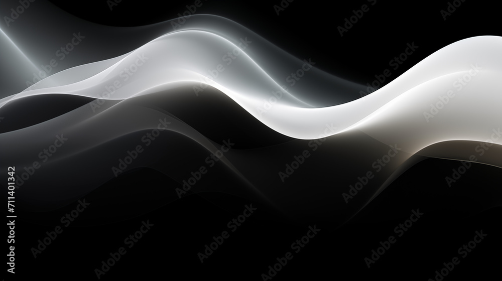 Néon effet flou, vague en mouvement, noir et blanc sur fond noir. Pour conception et création graphique, bannière. Néon effet flou, vague en mouvement, noir et blanc sur fond noir. Pour conception et création graphique, bannière.