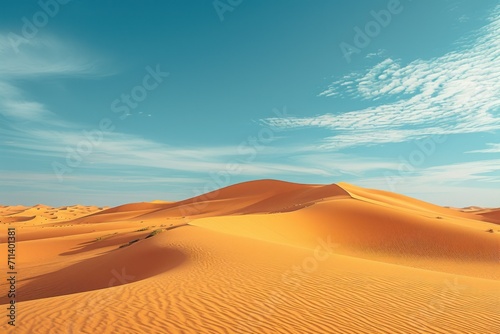 Tranquil desert under the clear sky