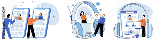 Customer care. Vector illustration. The call center serves as central hub for customer care services Delivering exceptional service is hallmark customer care Providing valuable advice is essential