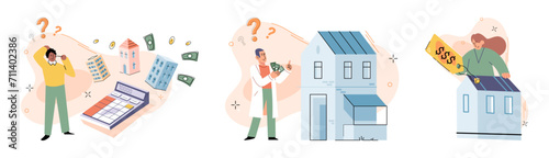 House for sale. Vector illustration The buying house concept represented fulfillment lifelong dream The property with mortgage required buyer to budget for additional expenses such as property taxes