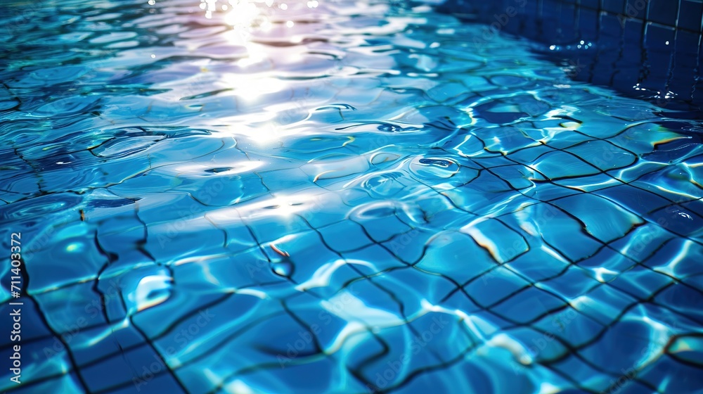 Naklejka premium Blue pool water surface, abstract summer fresh background