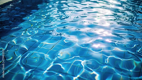 Blue pool water surface, abstract summer fresh background