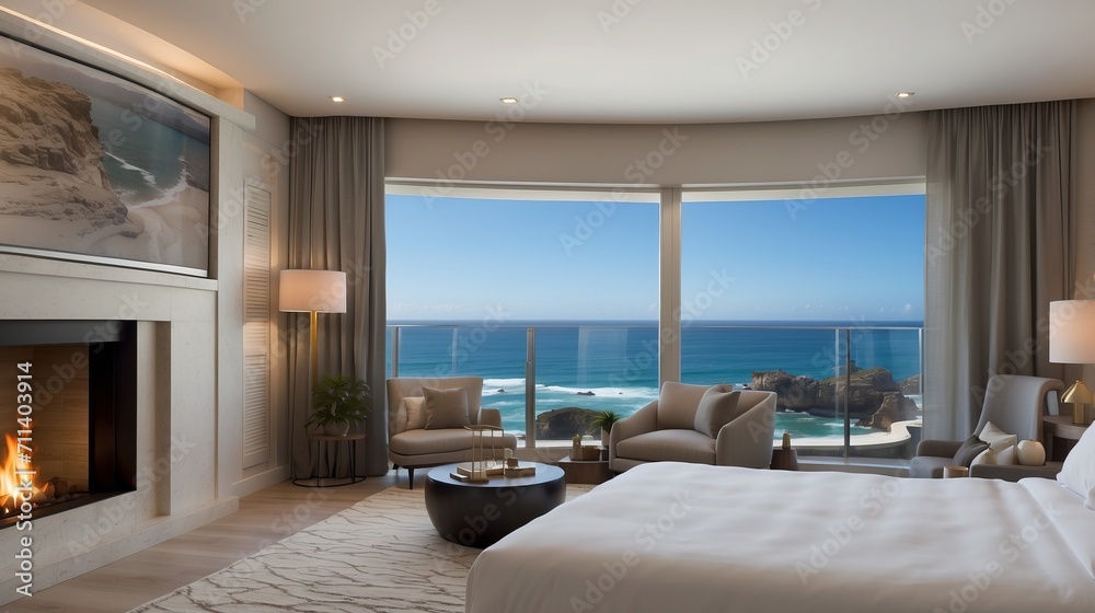 Fototapeta premium modern living room with fireplace