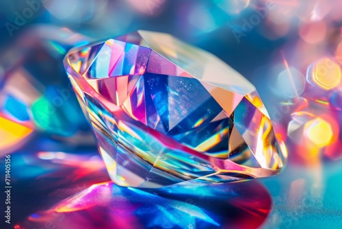 Photo of a single cut diamond on a piece of coal against a plain background. 