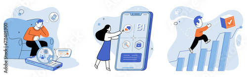 Business manage. Vector illustration. Managers utilize technology to streamline business processes Collaboration among employees fosters productive work environment Business management requires