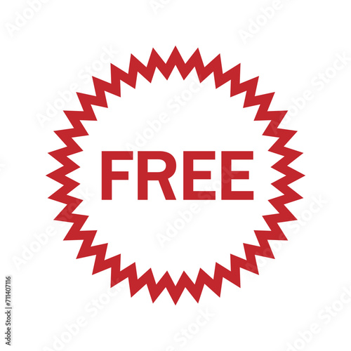 Free vector icon. Red badge sticker illustration sign. Promotion and advertising.