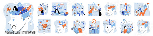 Brainstorming vector illustration. The creative process is dance where brainstorming leads choreography success Success in business is quilt woven by skilled hands brainstorming and creativity