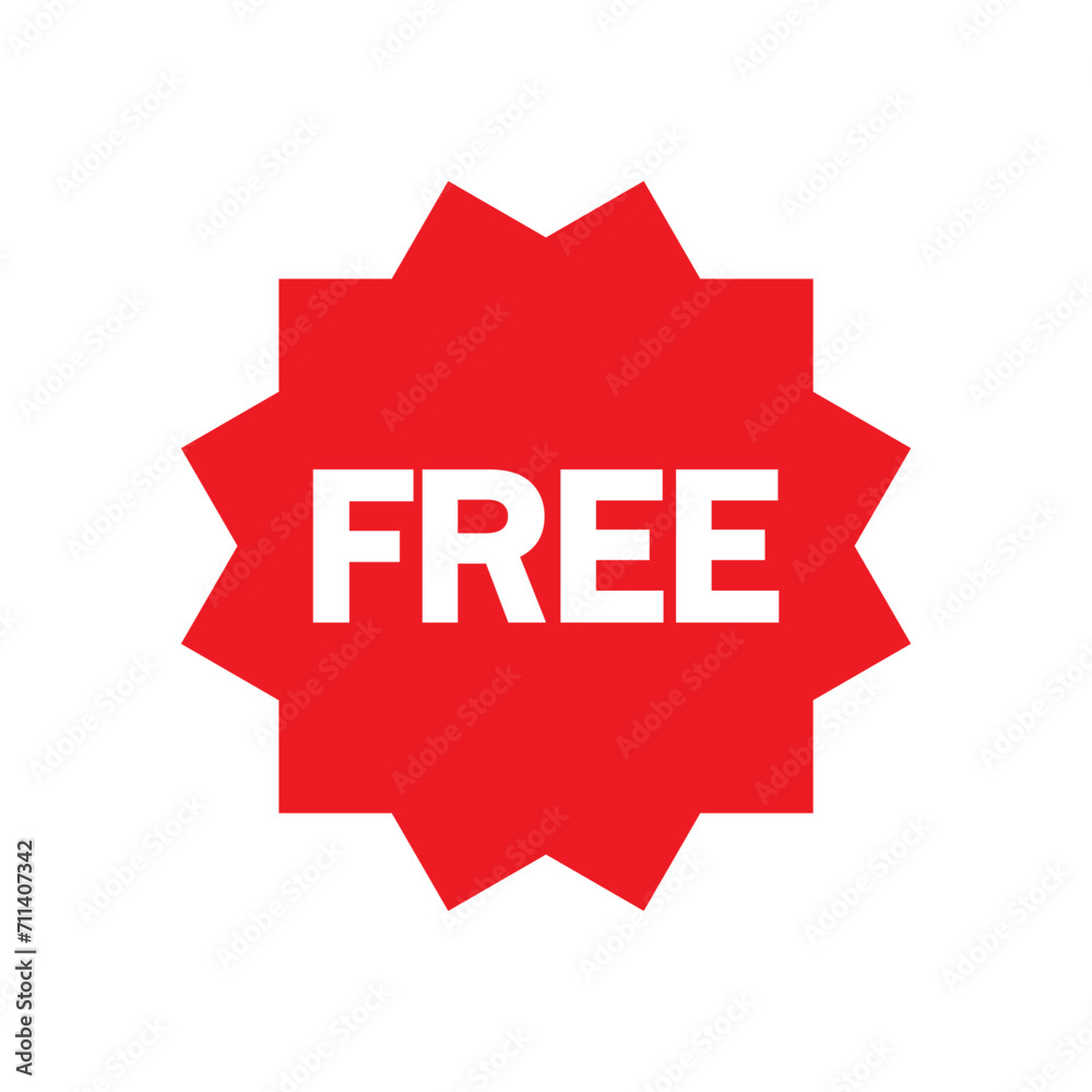 Free vector icon. Red badge sticker illustration sign. Promotion and advertising. Free vector icon. Red badge sticker illustration sign. Promotion and advertising.