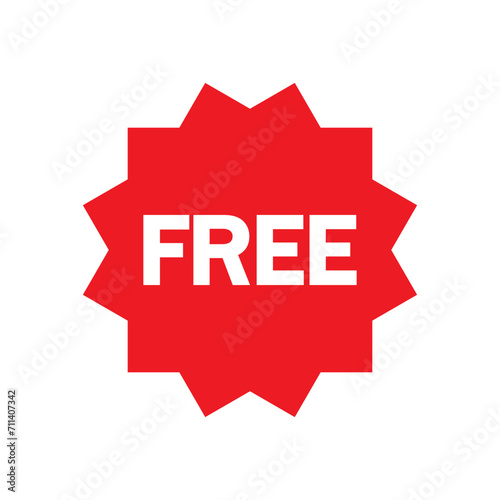 Free vector icon. Red badge sticker illustration sign. Promotion and advertising.